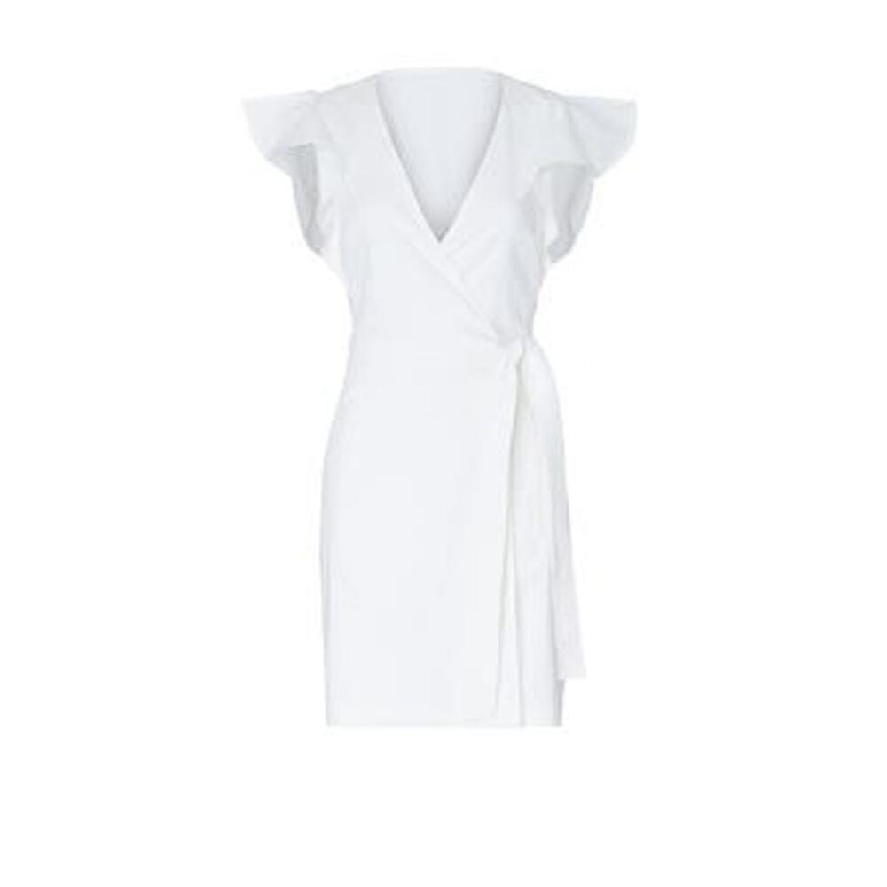 A.L.C Sidelle Linen Blend Wrap Dress Size 14 Off White - Picture 8 of 11